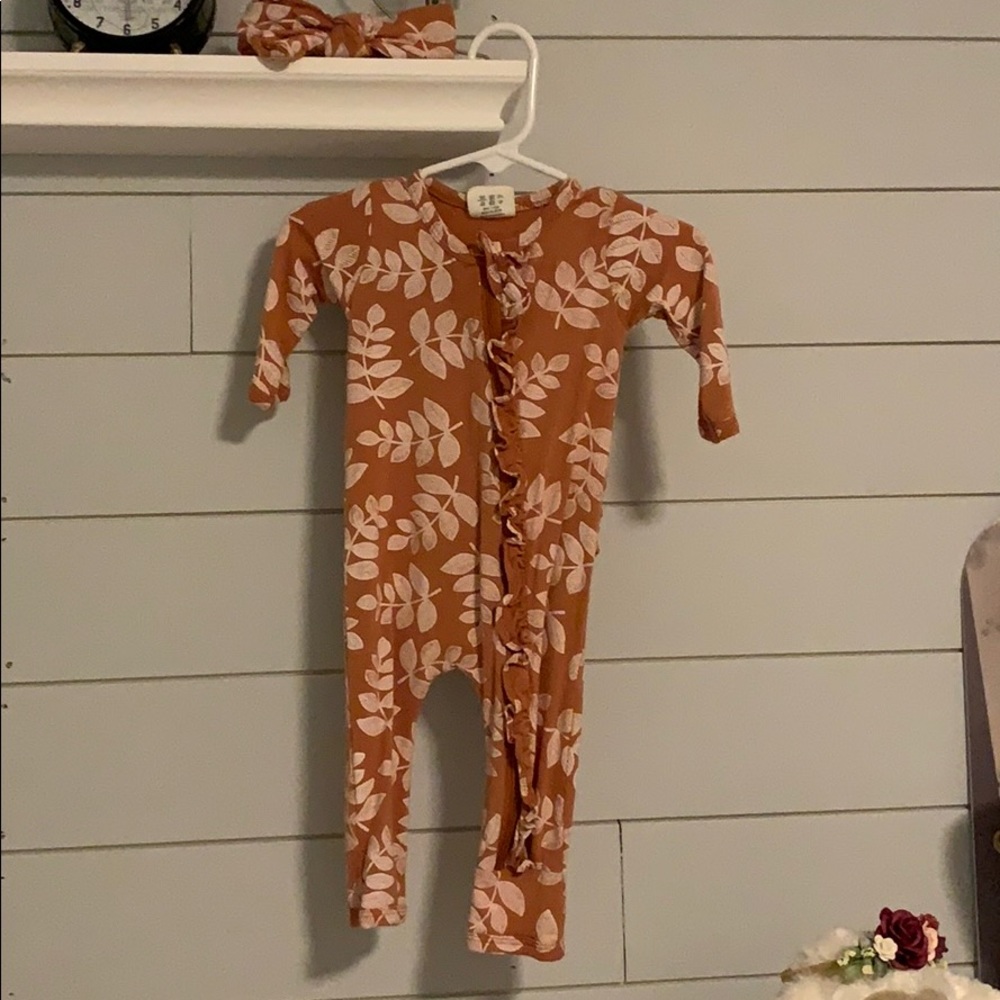 Spearmint Love Floral Romper with headband